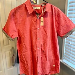 Buckle Red Casual Button Down Shirt